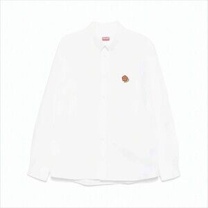 KENZO Long-Sleeve White Shirt with Button-Down Collar